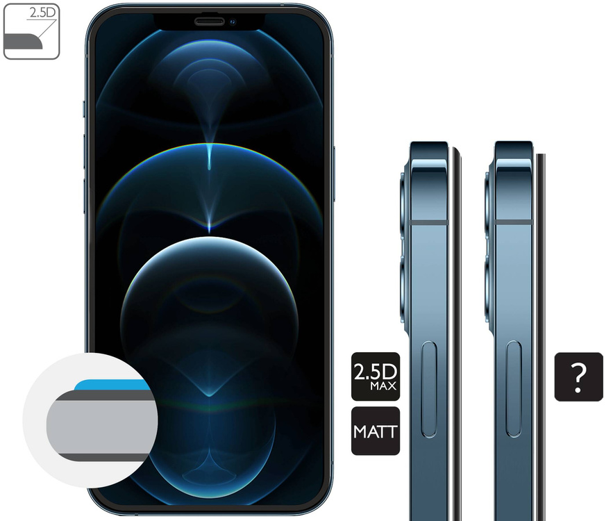 moVear GLASS mSHIELD 2.5D MAX MATT für Apple iPhone 12 Pro Max (6.7") (Handyhülle freundlich, Antireflex)