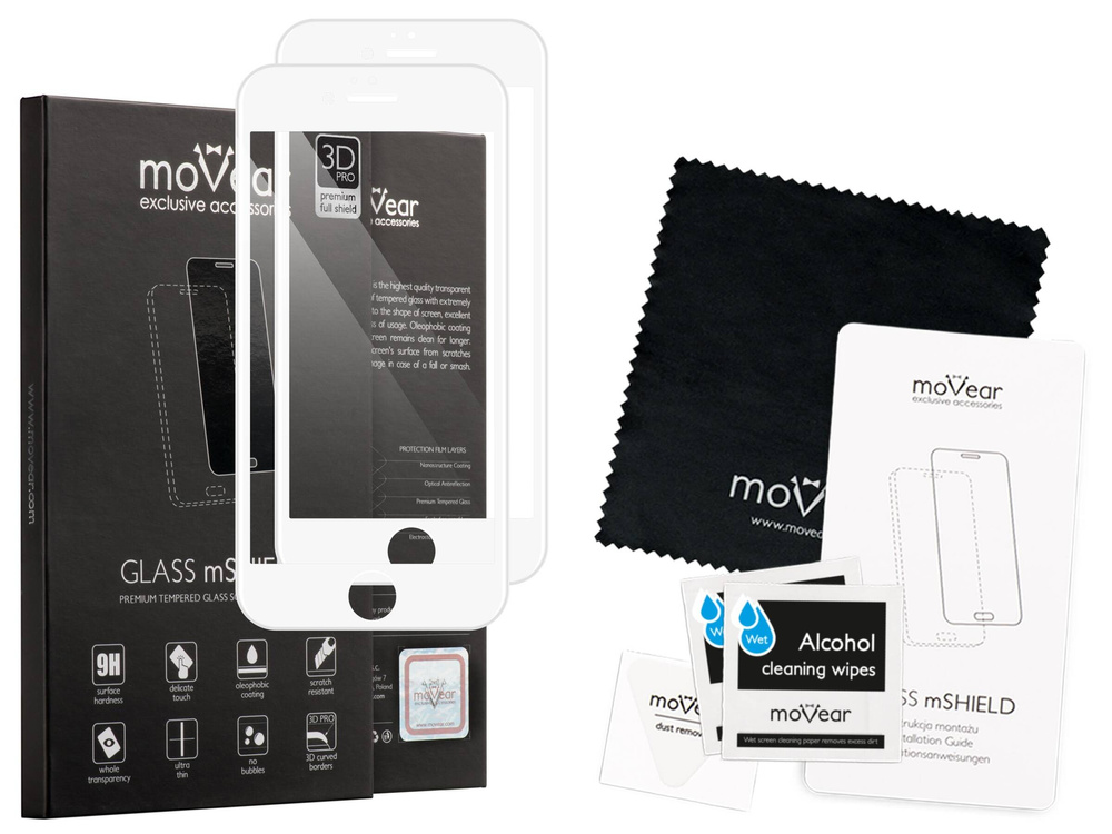 2 pcs. | moVear GLASS mSHIELD 3D PRO for Apple iPhone 6 / 6s (4.7") (full screen protection)