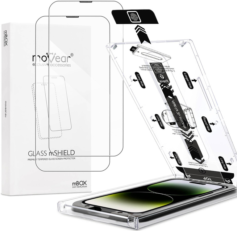 2 pcs. | moVear mBOX GLASS mSHIELD 2.5D for Apple iPhone 14 Pro Max (6.7") (easy installation)