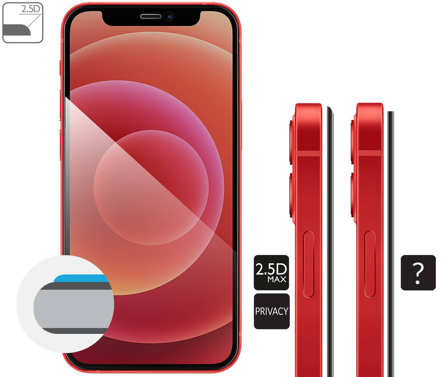 2 pcs. | moVear GLASS mSHIELD 2.5D MAX privacy for Apple iPhone 12 Mini [ROZMIAR_EKRAN] | (Privatizing, case friendly)