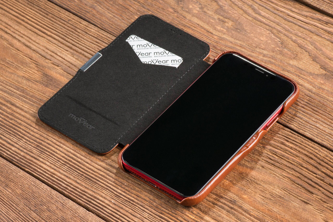 moVear flipSide C Leder Handyhülle für Apple iPhone Xr (6.1") | Vintage Leder (Braun)