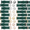 moVear Prestige S1 22mm Lederarmband für Apple Watch 10 / 9 / 8 / 7 / 6 / 5 / 4 / SE (46/45/44mm) & Ultra (49mm) Flaschengrün [Adapter und Schnalle zur Auswahl]