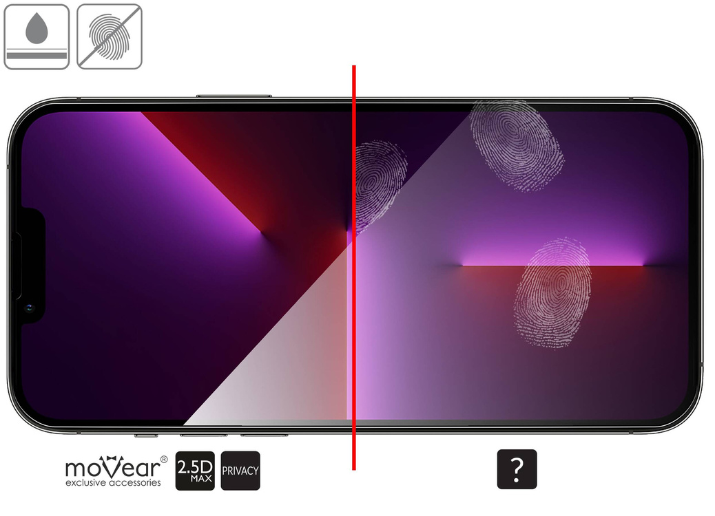 2 Stk. | moVear mBOX GLASS mSHIELD 2.5D MAX privacy für Apple iPhone 14 Plus / 13 Pro Max (6.7") (Anti-Spionage, mit Applikator)