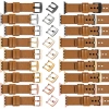 moVear Prestige C1 20mm Hellbraun Lederarmband für Apple Watch 10 / 9 / 8 / 7 / 6 / 5 / 4 / SE (42/41/40mm) | Hellbraun Nähte [Größen XS-XXL und Schnalle zur Auswahl]
