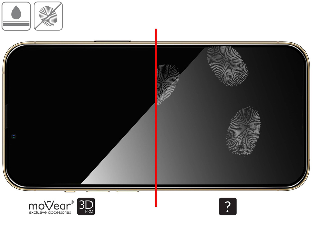 moVear mBOX GLASS mSHIELD 3D PRO für Apple iPhone 16e / 14 / 13 / 13 Pro (6.1") (einfache Installation)