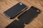 moVear flipDown C Leder-Hülle für Apple iPhone 6 / 6s | Glatte Ledercase, Schwarz