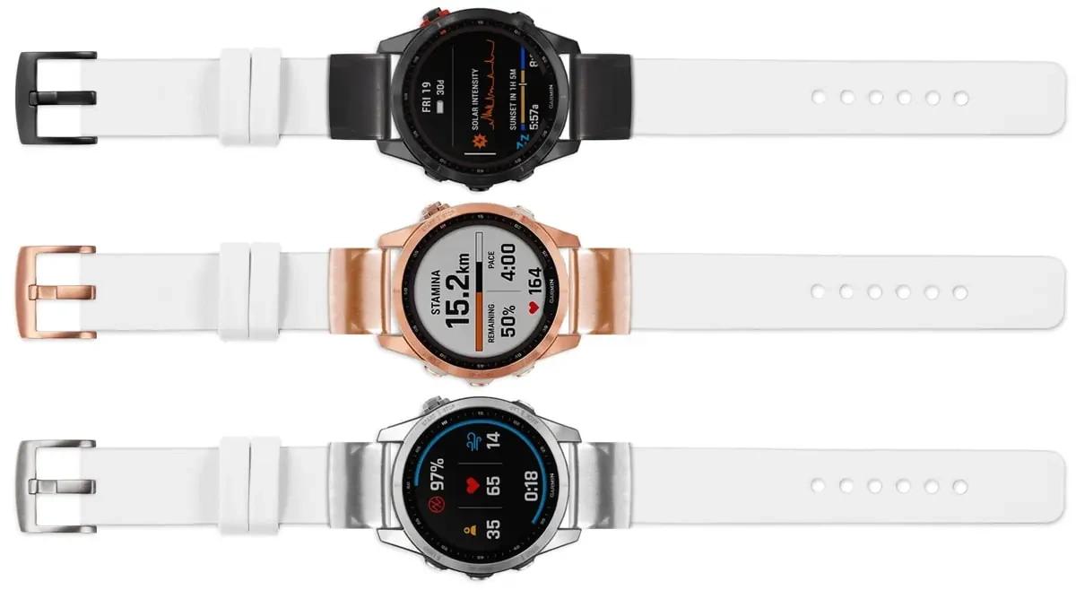 moVear Prestige S1 Lederarmband für Garmin QuickFit 22mm (Fenix / Forerunner / Epix / Instinct / Enduro / Quatix / MARQ - 47/45mm) Weiß [Schließe nach Wahl]