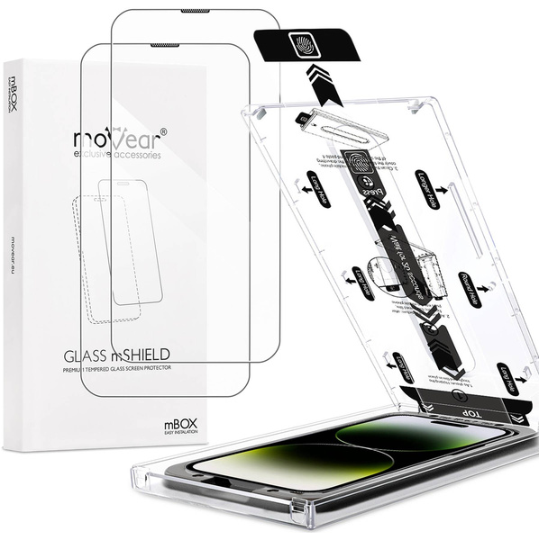 2 pcs. | moVear mBOX GLASS mSHIELD 2.5D for Apple iPhone 14 Pro Max (6.7") (easy installation)