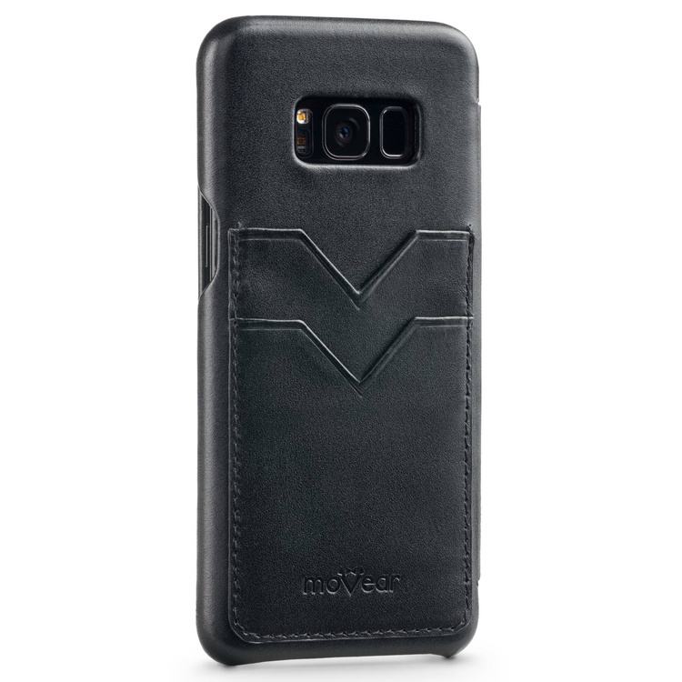 moVear flipSide S+ Leather Case for Samsung Galaxy S8+ (Plus) | Smooth, Black