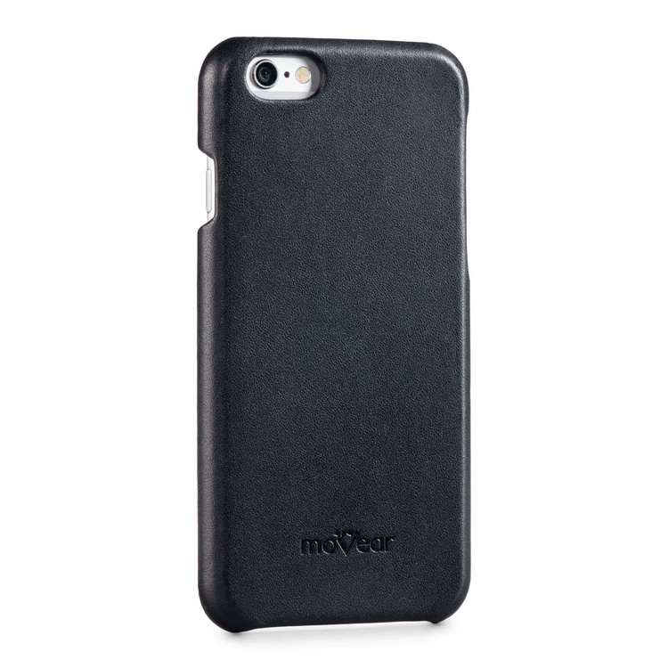 moVear backCover S Lederrückseite Cover für Apple iPhone 6 / 6s | Glatte Leder-Hülle, Schwarz