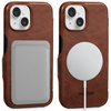 moVear flipSide 4C Leather case for Apple iPhone 15 (6,1") | Natural oiled leather (Dark brown)