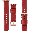 moVear Prestige C1 22mm Scarlet red Leather strap for Apple Watch 10 / 9 / 8 / 7 / 6 / 5 / 4 / SE (46/45/44mm) & Ultra (49mm) | Scarlet red stitching [sizes XS-XXL and buckle to choose from]