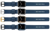 moVear Prestige S1 20mm Lederarmband für Apple Watch 10 / 9 / 8 / 7 / 6 / 5 / 4 / SE (42/41/40mm) Navy blau [Adapter und Schnalle zur Auswahl]