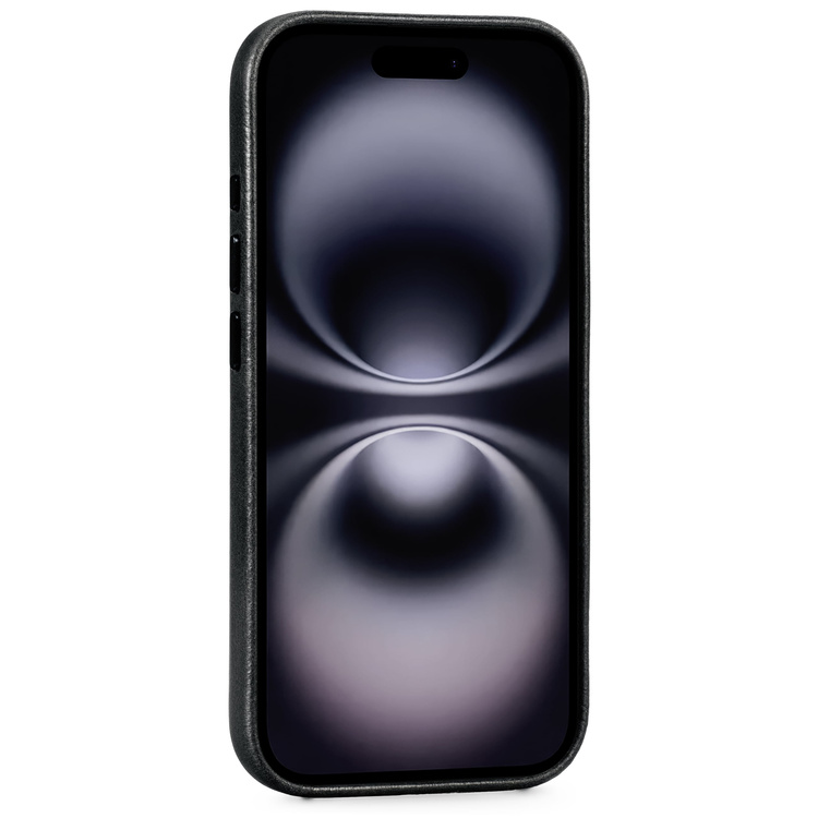 moVear [PRODUCT_MODEL] Lederrückseite für Apple iPhone 16 (6.1") | MagSafe kompatibel, Naturgeöltes Leder (Schwarz)