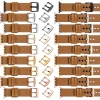 moVear Prestige C1 22mm Hellbraun Lederarmband für Apple Watch 10 / 9 / 8 / 7 / 6 / 5 / 4 / SE (42/41/40mm) | Hellbraun Nähte [Größen XS-XXL und Schnalle zur Auswahl]