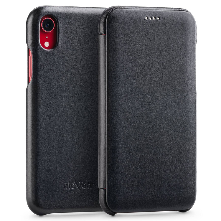 moVear flipSide S Leather slim case for Apple iPhone Xr (6.1") | Smooth leather (Black)