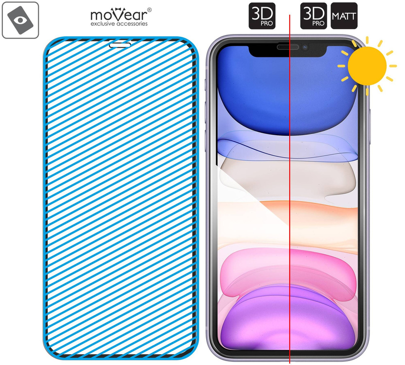 moVear GLASS mSHIELD 3D PRO MATT for Apple iPhone 11 / Xr (6.1") | (Anti-reflective)