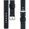 moVear Prestige C1 24mm Uhrenarmband aus Leder | Schwarz, Schwarz Nähte [Größen XS-XXL und Schnalle zur Auswahl]
