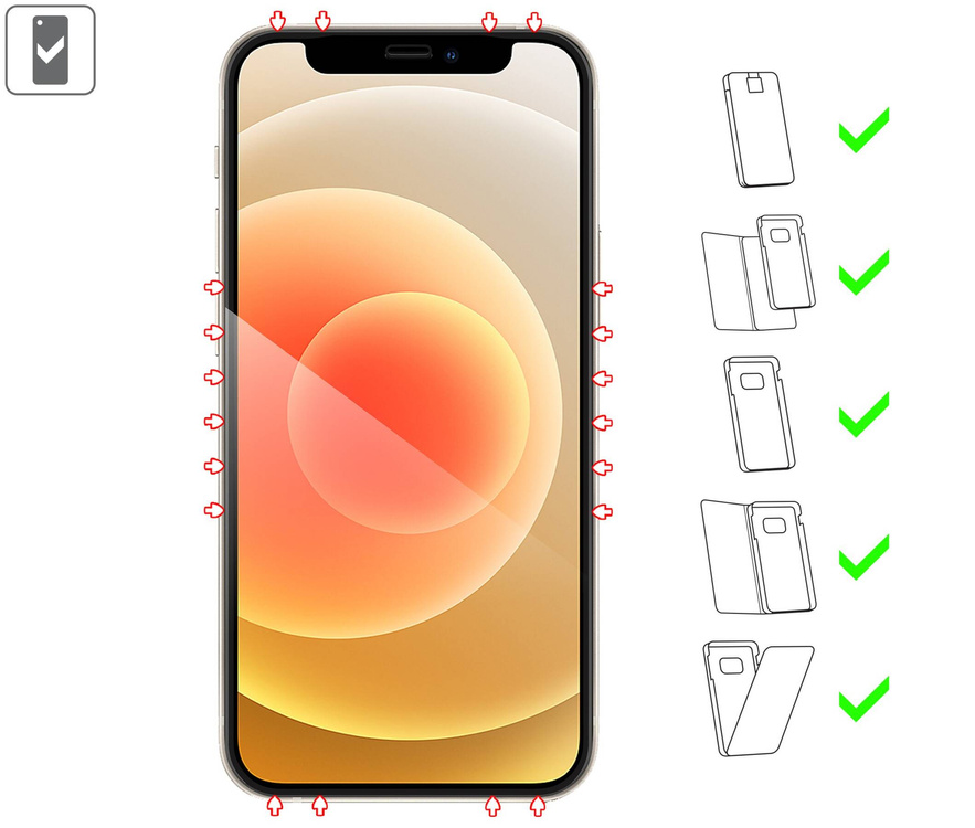 2 Stk. | moVear GLASS mSHIELD 3D PRO-E für Apple iPhone 12 Mini (5.4") (Handyhülle freundlich)