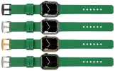 moVear Prestige S1 22mm Lederarmband für Apple Watch 10 / 9 / 8 / 7 / 6 / 5 / 4 / SE (46/45/44mm) & Ultra (49mm) Grün [Adapter und Schnalle zur Auswahl]