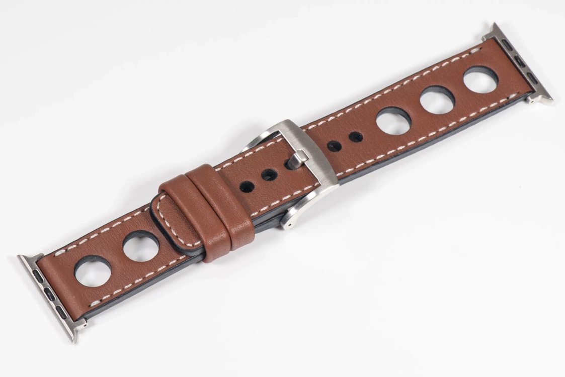 Leather watch strap