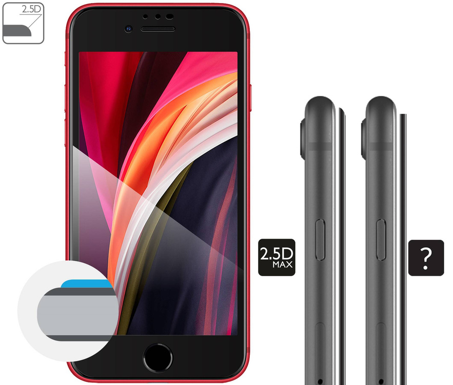 moVear GLASS mSHIELD 2.5D MAX for Apple iPhone SE (2022 / 2020) / 8 / 7 (4.7") (case friendly)