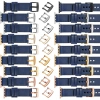 moVear Prestige C1 24mm Navy blau Lederarmband für Apple Watch 10 / 9 / 8 / 7 / 6 / 5 / 4 / SE (46/45/44mm) & Ultra (49mm) | Navy blau Nähte [Größen XS-XXL und Schnalle zur Auswahl]