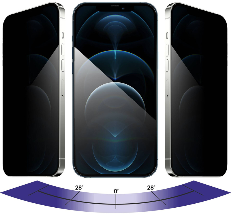 moVear mBOX GLASS mSHIELD 2.5D MAX privacy für Apple iPhone 12 Pro Max (6.7") (Anti-Spionage, mit Applikator)