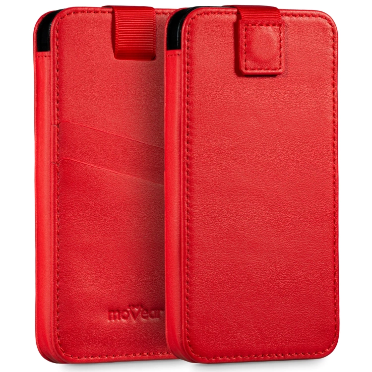 moVear pocketCase C+ Einschubtasche aus Leder für Samsung rozmiar M (ok 148 x 71 x 8mm) | Nappaleder (Rot)