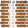 moVear Prestige C1 22mm Hellbraun Lederarmband für Apple Watch 10 / 9 / 8 / 7 / 6 / 5 / 4 / SE (46/45/44mm) & Ultra (49mm) | Hellbraun Nähte [Größen XS-XXL und Schnalle zur Auswahl]
