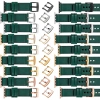 moVear Prestige C1 24mm Flaschengrün Lederarmband für Apple Watch 10 / 9 / 8 / 7 / 6 / 5 / 4 / SE (46/45/44mm) & Ultra (49mm) | Flaschengrün Nähte [Größen XS-XXL und Schnalle zur Auswahl]