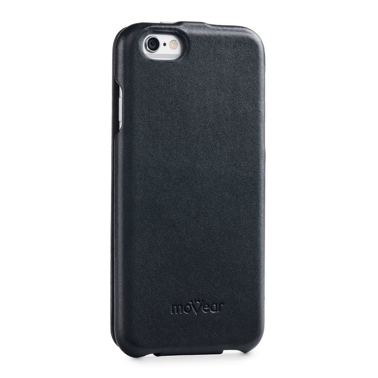 moVear flipDown C Leder-Hülle für Apple iPhone 6 / 6s | Glatte Ledercase, Schwarz