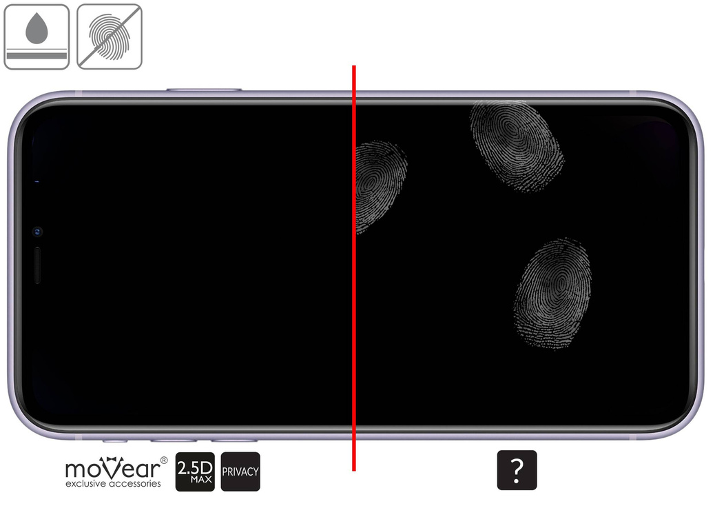 2 Stk. | moVear GLASS mSHIELD 2.5D MAX privacy für Apple iPhone 11 / Xr (6.1") | (Privatisierung, Handyhülle freundlich)