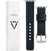 moVear Prestige C1 20mm Schwarz Lederarmband für Apple Watch 10 / 9 / 8 / 7 / 6 / 5 / 4 / SE (42/41/40mm) | Schwarz Nähte [Größen XS-XXL und Schnalle zur Auswahl]