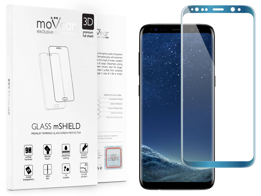 moVear GLASS mSHIELD 3D for Samsung Galaxy S8+ (Plus) | Tempered Glass screen protector full coverage, 9H