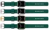 moVear Prestige S1 20mm Lederarmband für Apple Watch 10 / 9 / 8 / 7 / 6 / 5 / 4 / SE (46/45/44mm) & Ultra (49mm) Flaschengrün [Adapter und Schnalle zur Auswahl]