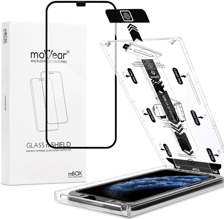 moVear mBOX GLASS mSHIELD 2.5D MAX für Apple iPhone 11 Pro / Xs / X (5.8") (einfache Installation)