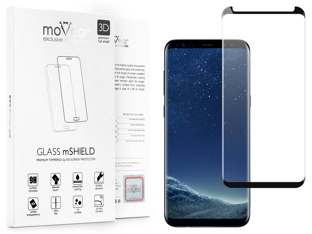 moVear GLASS mSHIELD 3D cf für Samsung Galaxy S8 (5.8") (Handyhülle freundlich)