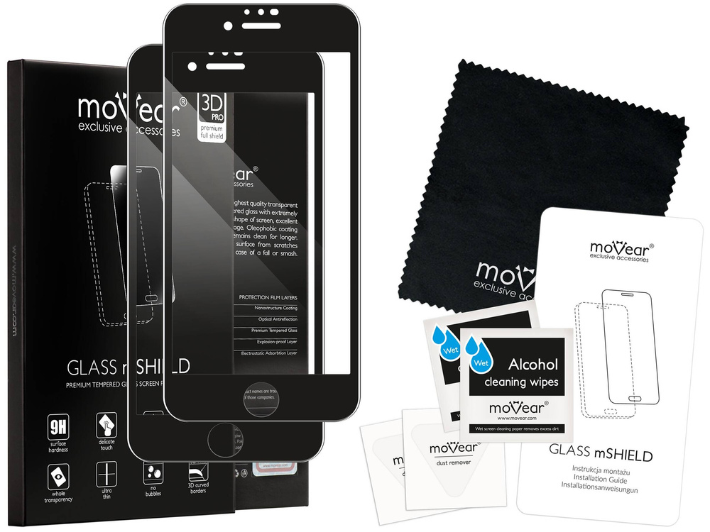2 pcs. | moVear GLASS mSHIELD 3D PRO for Apple iPhone SE (2022 / 2020) / 8 / 7 (4.7") (full screen protection)