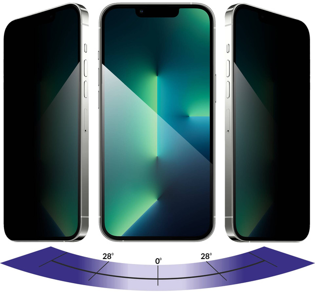 moVear mBOX GLASS mSHIELD 2.5D MAX privacy für Apple iPhone 16e / 14 / 13 / 13 Pro (6.1") (Anti-Spionage, mit Applikator)