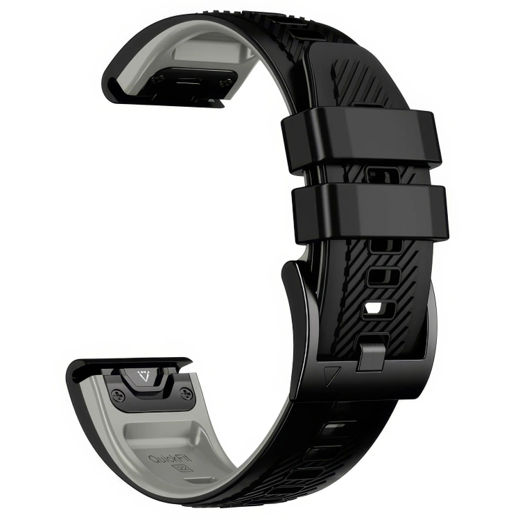 Silikon-Uhrenarmband SIL S1 für Garmin QuickFit 22mm (Fenix / Forerunner / Epix / Instinct / Enduro / Quatix / MARQ - 47/45mm) Schwarz – moVear