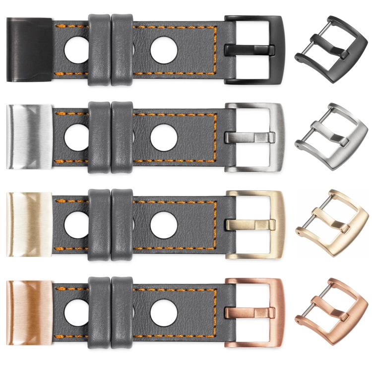 moVear Prestige R1 Lederarmband für Garmin QuickFit 26mm (Fenix / Epix / Quatix / Tactix / Enduro - 51mm) Grau, Grau Nähte [Größen XS-XXL und Schnalle zur Auswahl]