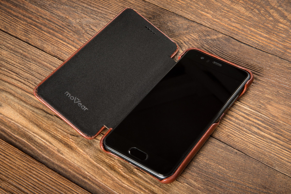 moVear flipSide S Leder-Hülle für Huawei P10 | Vintage Ledercase, Braun