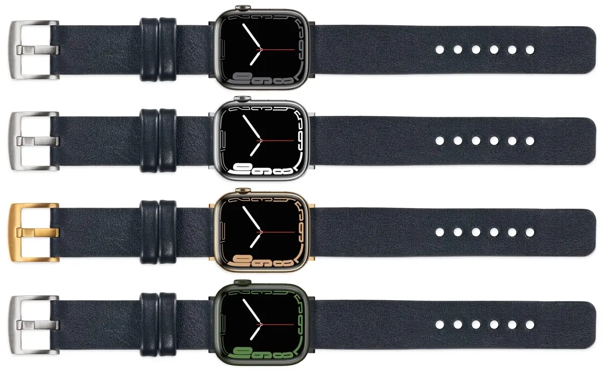 moVear Prestige S1 20mm Lederarmband für Apple Watch 10 / 9 / 8 / 7 / 6 / 5 / 4 / SE (46/45/44mm) & Ultra (49mm) Schwarz [Adapter und Schnalle zur Auswahl]