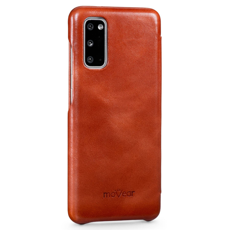 moVear flipSide S Ledertasche für Samsung Galaxy S20 (6.2") | Glatte Leder, Handy Hülle book type (Braun)