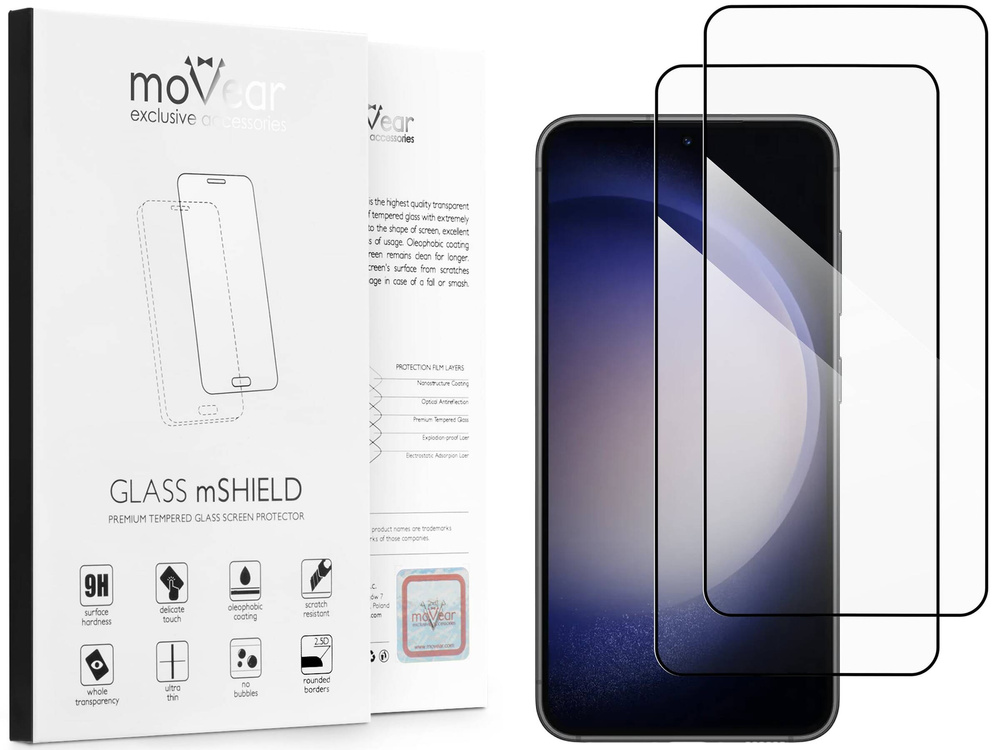 2 Stk. | moVear GLASS mSHIELD 2.5D MAX für Samsung Galaxy S23 (6.1") (Handyhülle freundlich)