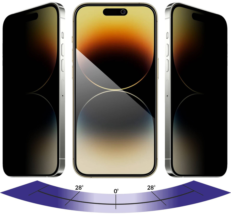 2 Stk. | moVear GLASS mSHIELD 2.5D MAX privacy für Apple iPhone 14 Pro (6.1") | (Privatisierung, Handyhülle freundlich)