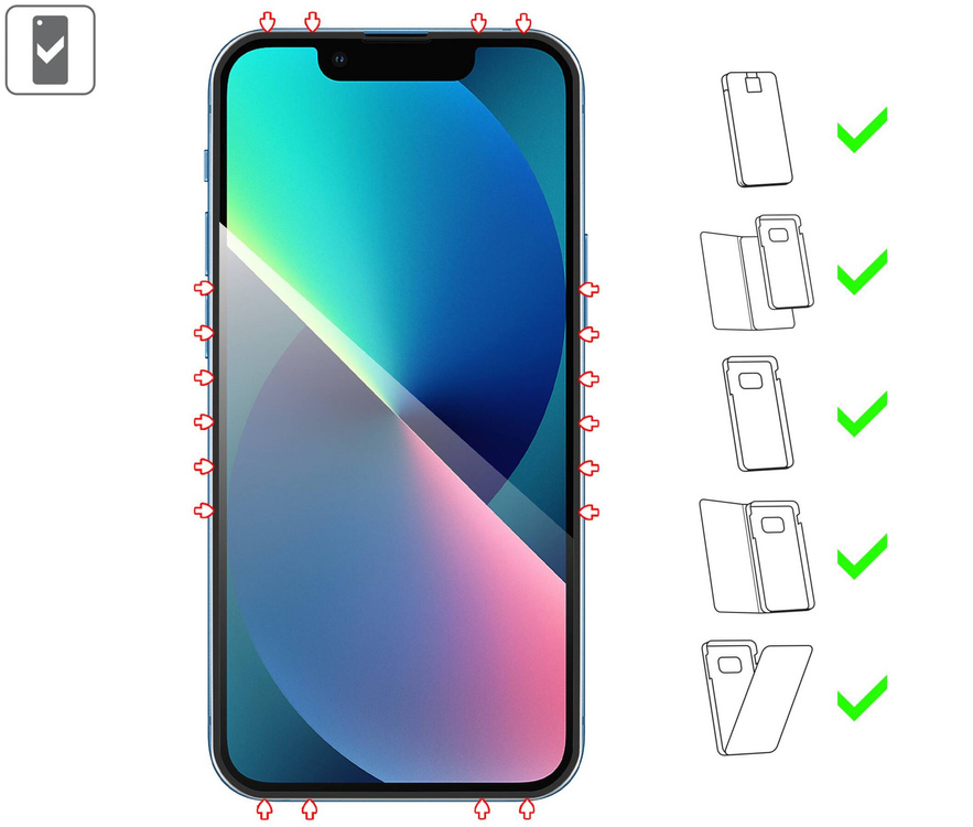 moVear GLASS mSHIELD 3D PRO-E für Apple iPhone 13 Mini (5.4") (Handyhülle freundlich)