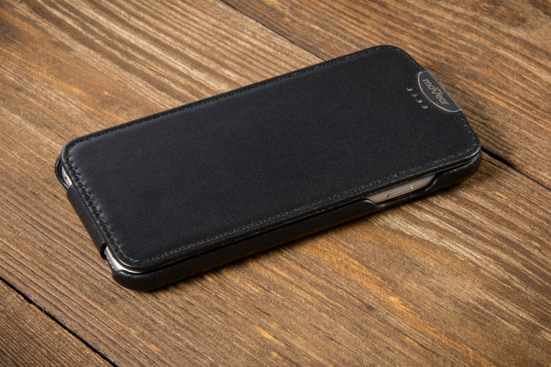 moVear flipDown C Leather Case for Apple iPhone 6 / 6s | Smooth, Black