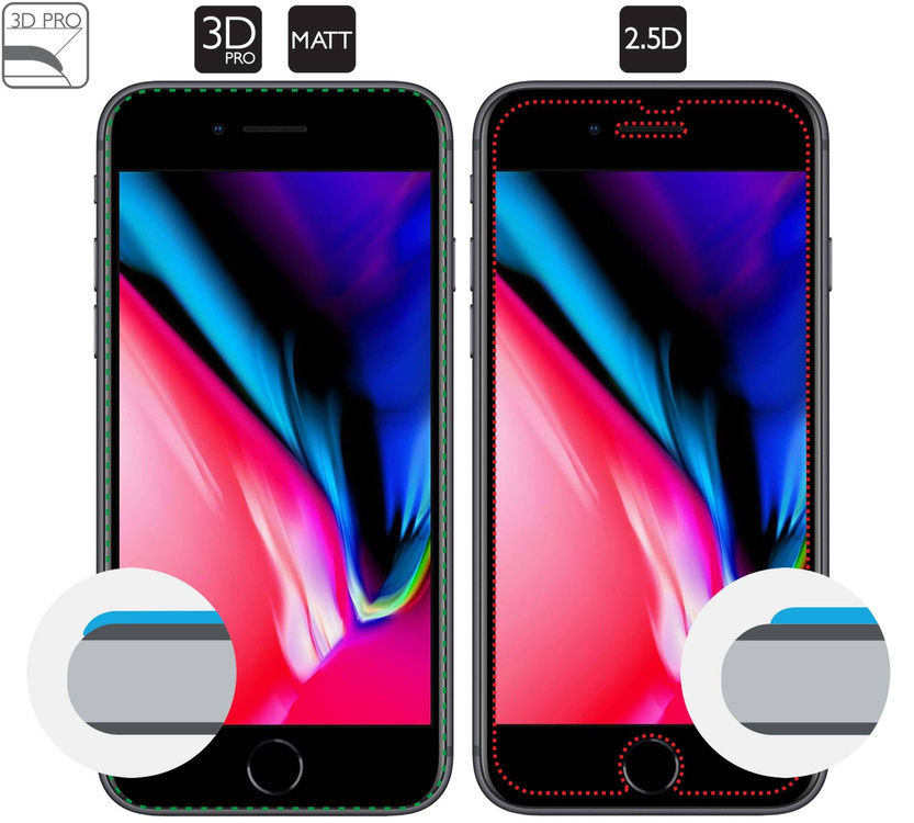 moVear GLASS mSHIELD 3D PRO MATT für Apple iPhone 6 Plus / 6s Plus (5.5") | (Antireflex)